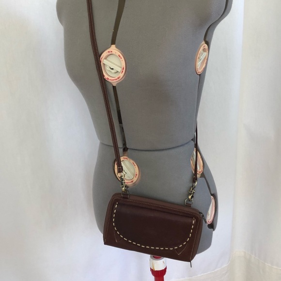 Leather purse / clutch / crossbody bag. Brown. - Picture 1 of 15